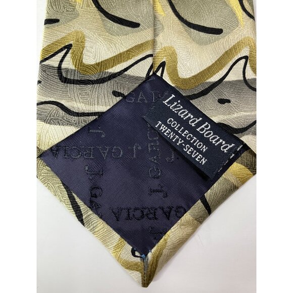 Jerry Garcia Silk Tie Collection 27 Abstract Wave Beige Gold Gray Mens - Picture 4 of 6
